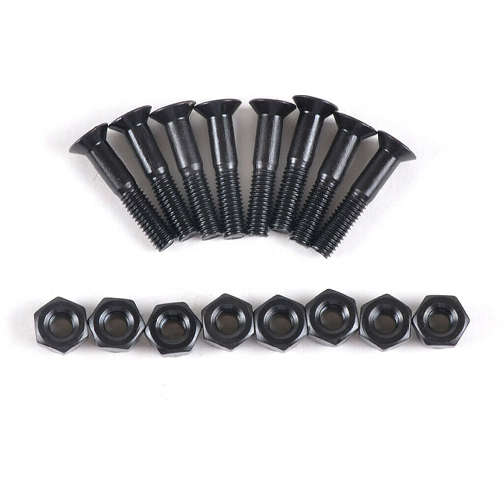 16 Pieces Skateboard Hardware Set, Carabon Steel Screws with Nuts, Replacement