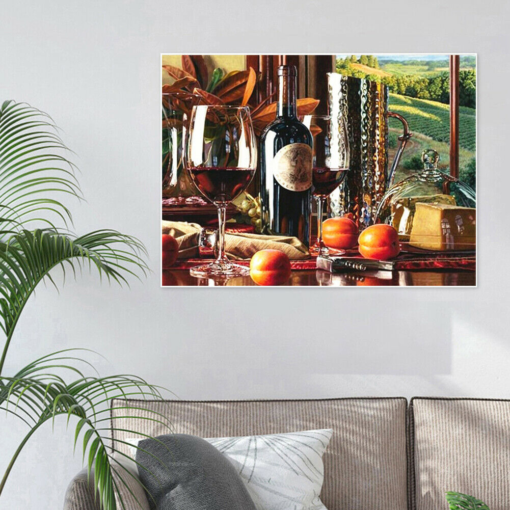 50x40cm Diamond Painting Kits Full Square Red Wine 5D DIY Room Home Decor @