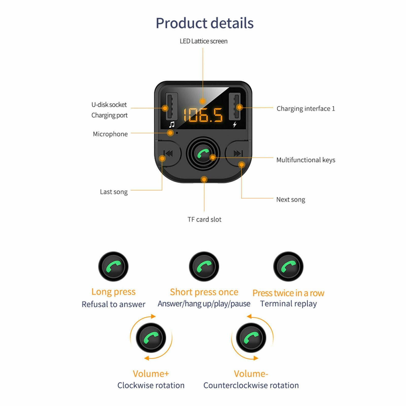 Car MP3 FM Transmitter Bluetooth Player Hands free Radio Adapter Kit USB Charger