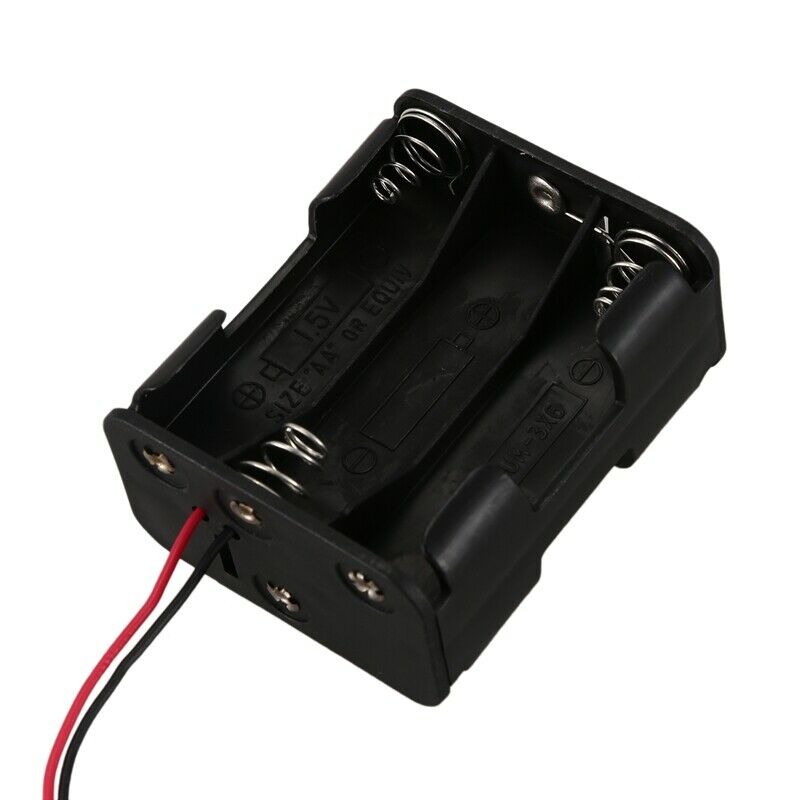 15cm Leads Dual Layers Black Plastic 6 x 1.5V AA Battery Case Holder U9D1D1
