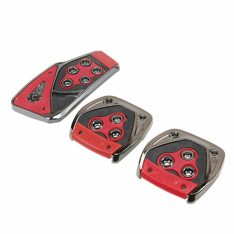 3Pcs Red Black Manual Car Brake Gas Clutch Racing Pedal Pads Cover With Screws