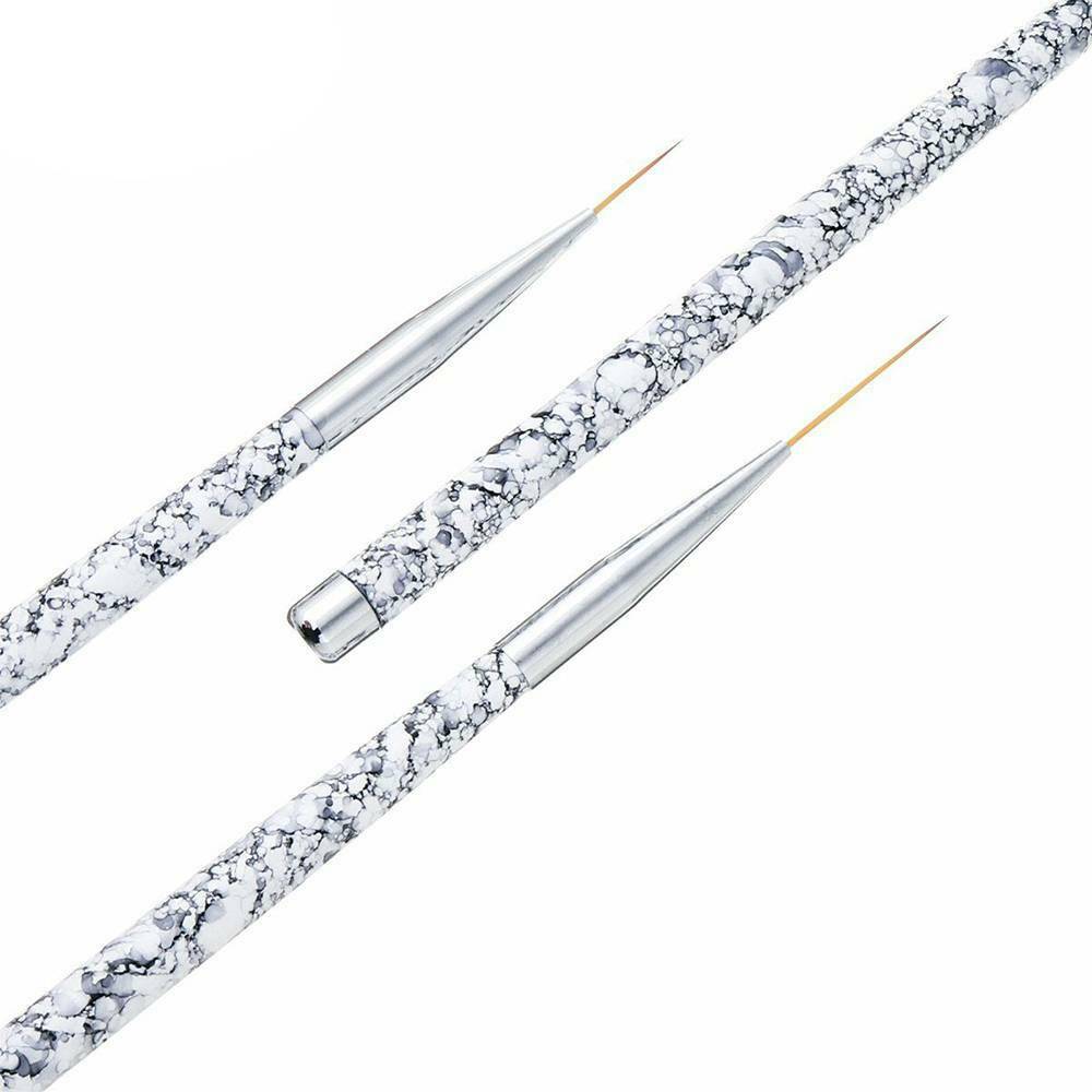 3Pcs/Lot UV Gel Liner Brush Set Mixed Size Marble Handle Nail Art Acrylic Pen