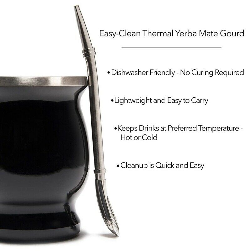 Double-Wall Stainless Yerba Gourd Mate Tea Set Coffee Water Mate Tea Cup witA7J7