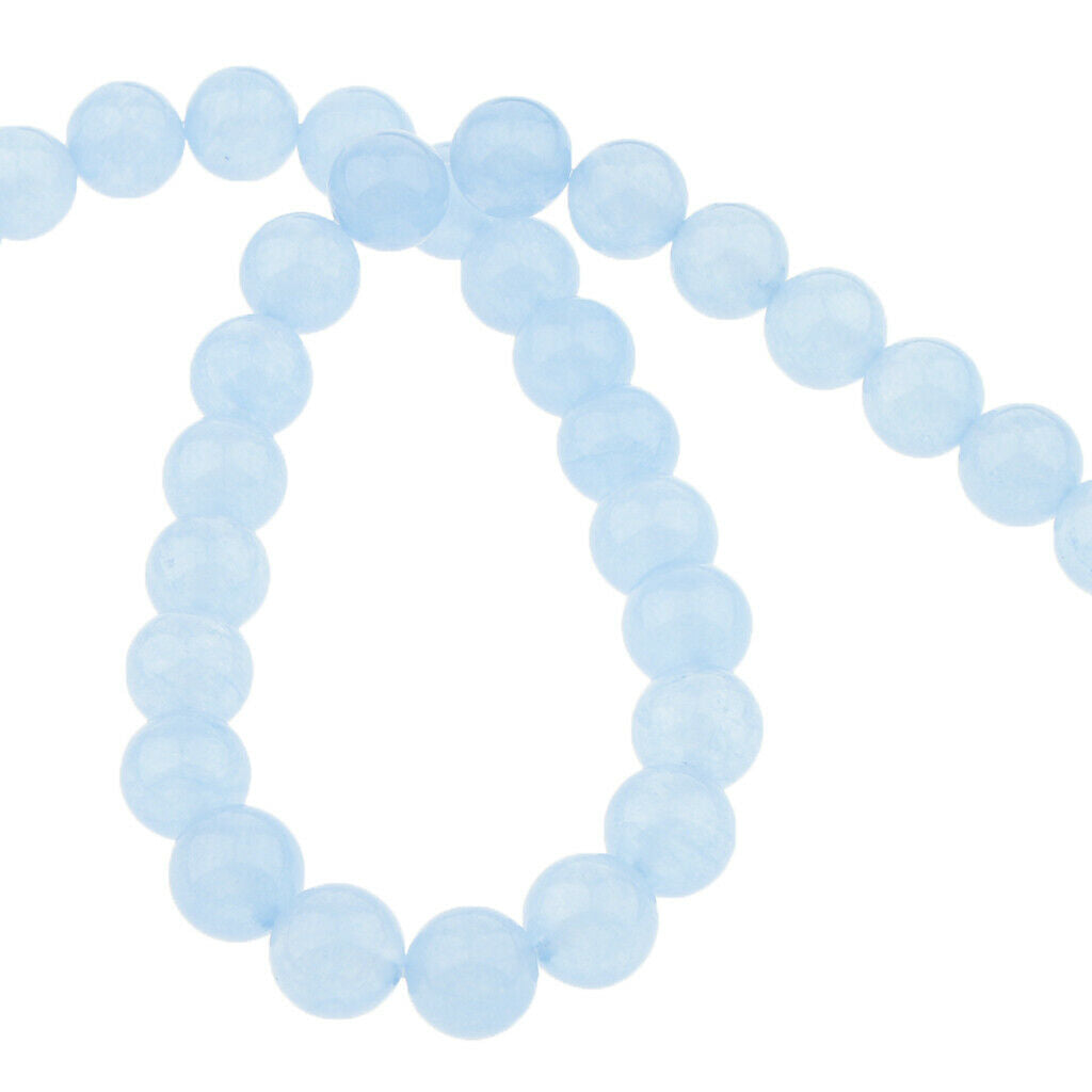 Blue Natural Stone Angelite Jade Round Shape Loose Beads Chalcedony 10mm