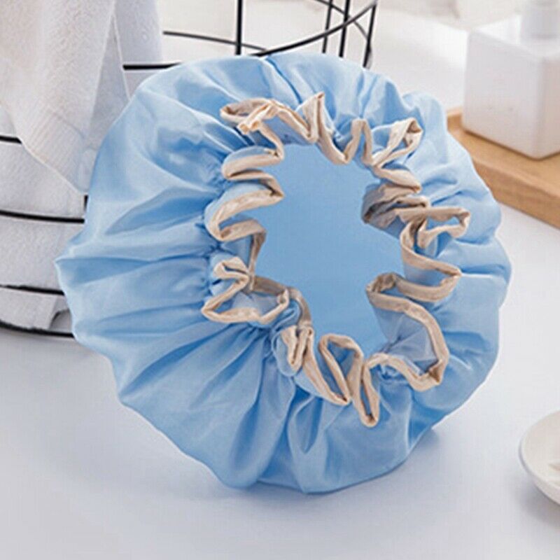 Double-Layer Shower Cap Women's Waterproof Hat Bathing Long Hair Bathing HeadgS9