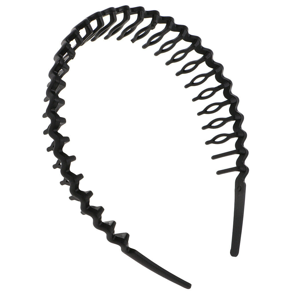 10Pc Plain Black Headband No-slip Grip Long Teeth Hair Head Band 8mmm Wide