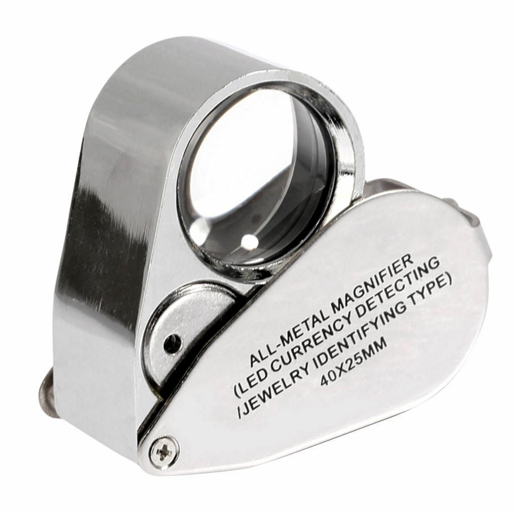 40X 25mm All Metal Magnifier Jeweler LED UV Lens Jewelery Loupe Magnifier (LED