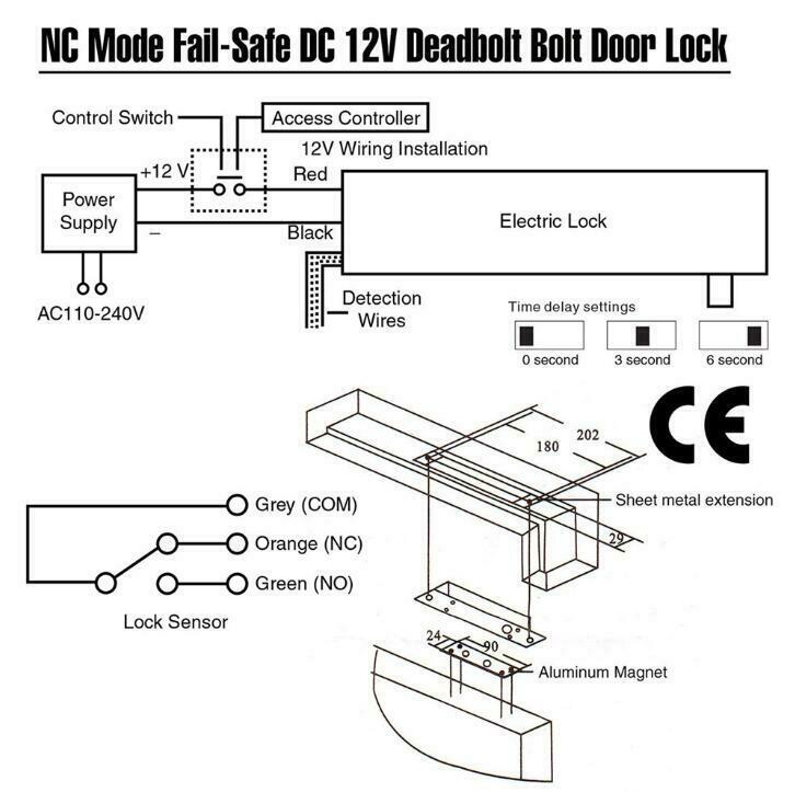 Electric Deadbolt Drop Bolt NC Mode Door Lock for Security Access Control DC