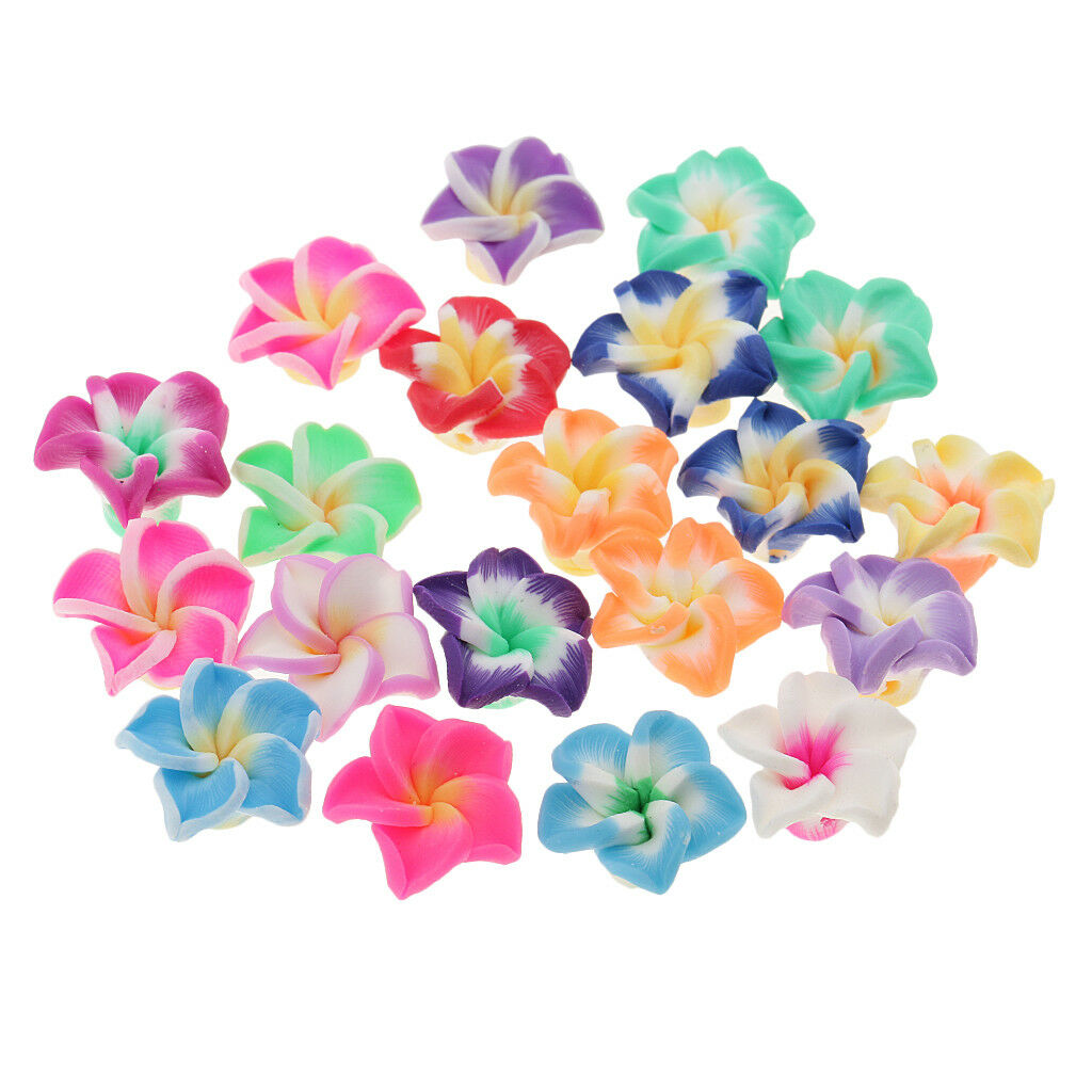 20x Multicolor Flower Shape Polymer Clay Beads for for DIY Necklace Bracelet