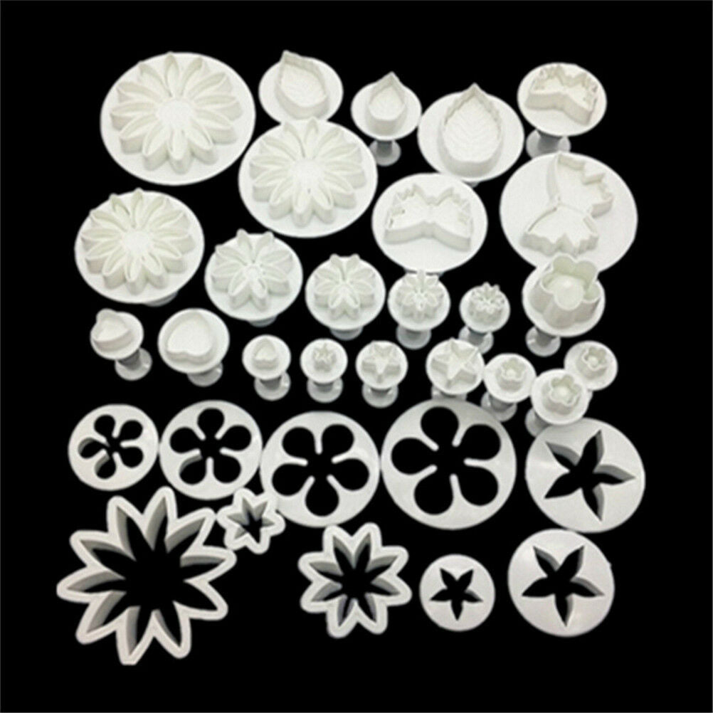33PCS Sugarcraft Cake Cupcake Decorating Fondant Icing Plunger Cutters Tools  SJ