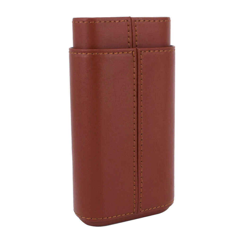 Brown PU Leather Cigar Case Humidifier Box Tubes for