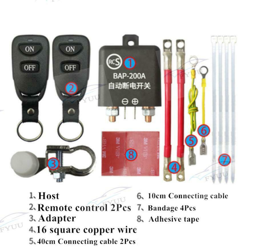12v Car Battery Disconnect Cut Off Isolator Master Switches 2 Pcs remote control