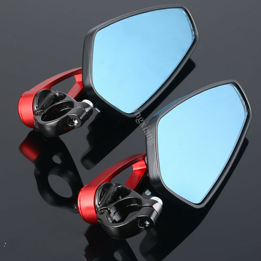 2pc Motorcycle handlebar mirror Reversing rearview Blue glass anti-glare