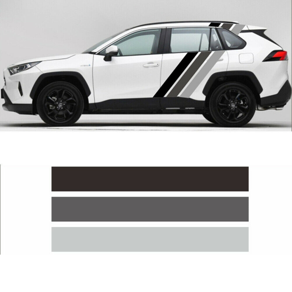 2x Car SUV Body Stickers Three-color Stripes Racing Styling Waterproof Universal
