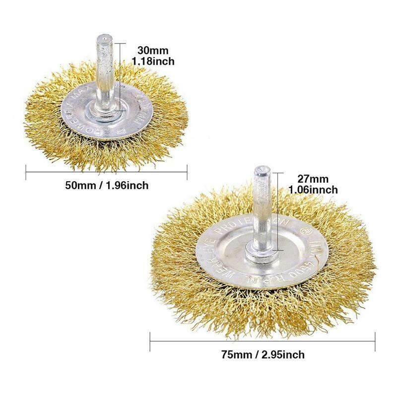9pcs Wire Brush for Drill Carbon Steel Crimped Wire Wheel for Cleaning Rust