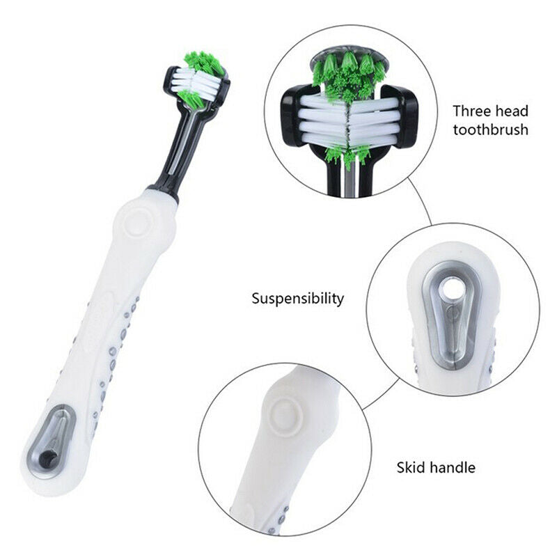 Dogs Toothbrush Three Sided Pets Clean Mouth Teeth Care Cleaning Grooming.l8