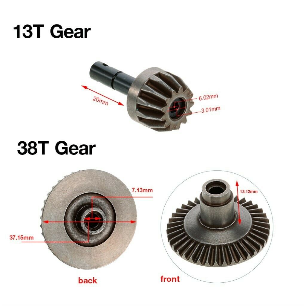 2Pcs 38T / 13T Bull & Pinion Gear for 1/10 Axial SCX10 90021 RC Car Buggy