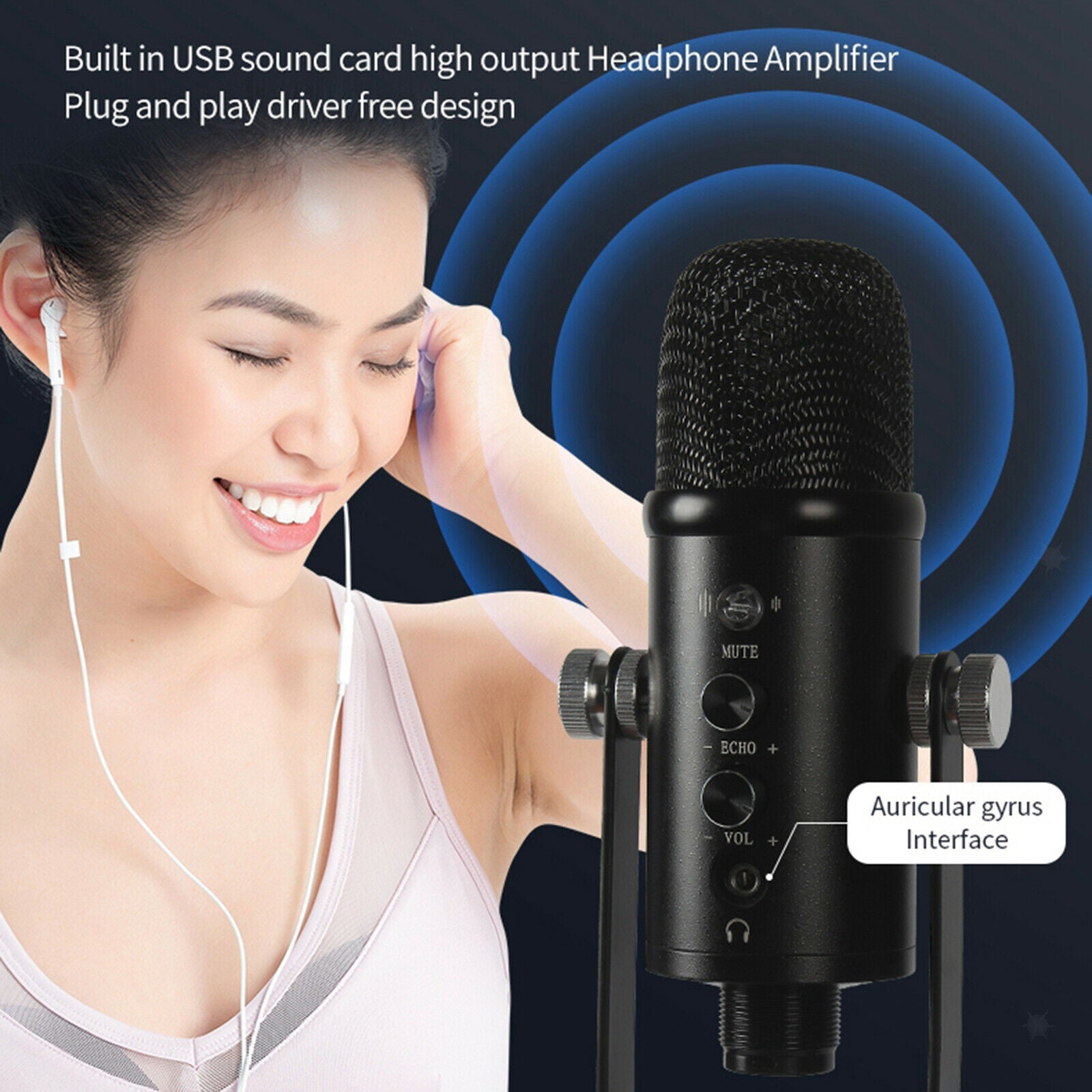 USB Condenser Microphone Kit Studio Broadcast Sound Recording Desk Stand