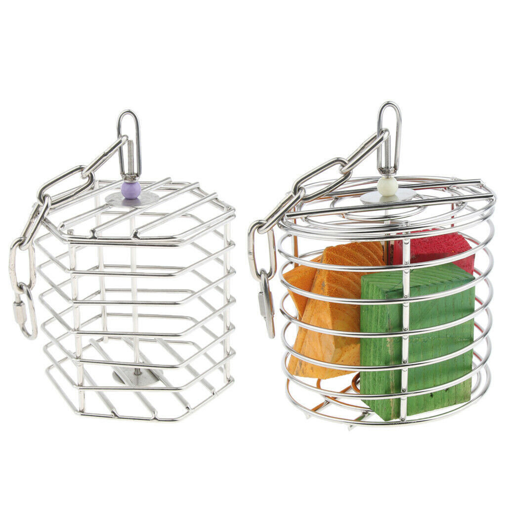 Parrot Stainless Steel Feeding Box Fruits Nuts Basket Pet Bird Foraging Feeder