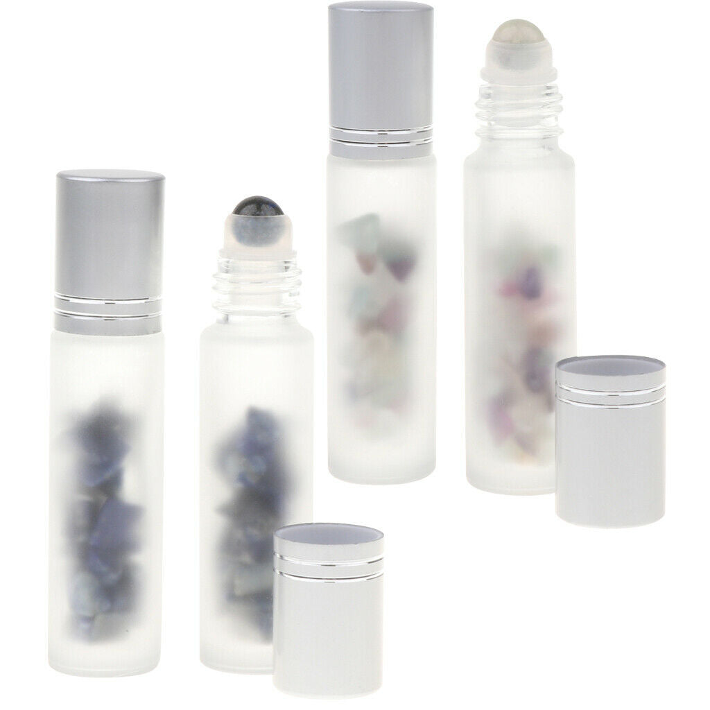 Pack of 4PCS, Refill Empty Crystal Jade Glass Perfume Roller Ball Bottles Vials,