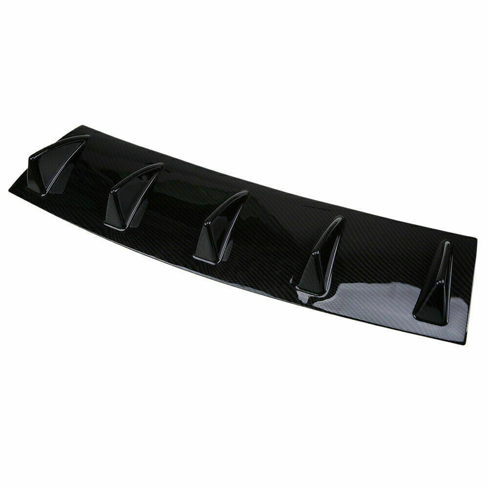 Rear Lower Carbon Fiber Bumper Lip Diffuser Shark Fin Spoiler Universal Fit