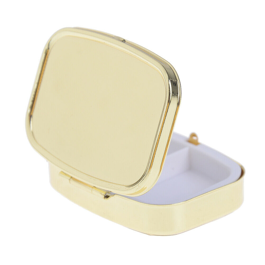 Square 2Grid Moistureproof Metal Folding Pill Case Medicine Storage Conta.l8