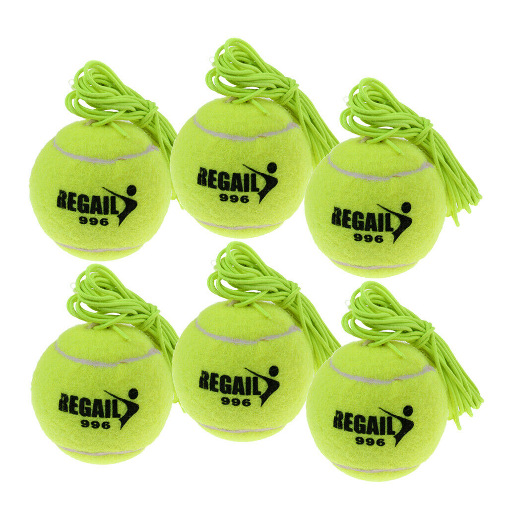 6x Durable Tennis Ball with Cord 65mm Tennis Trainer Ball Tennis Practice