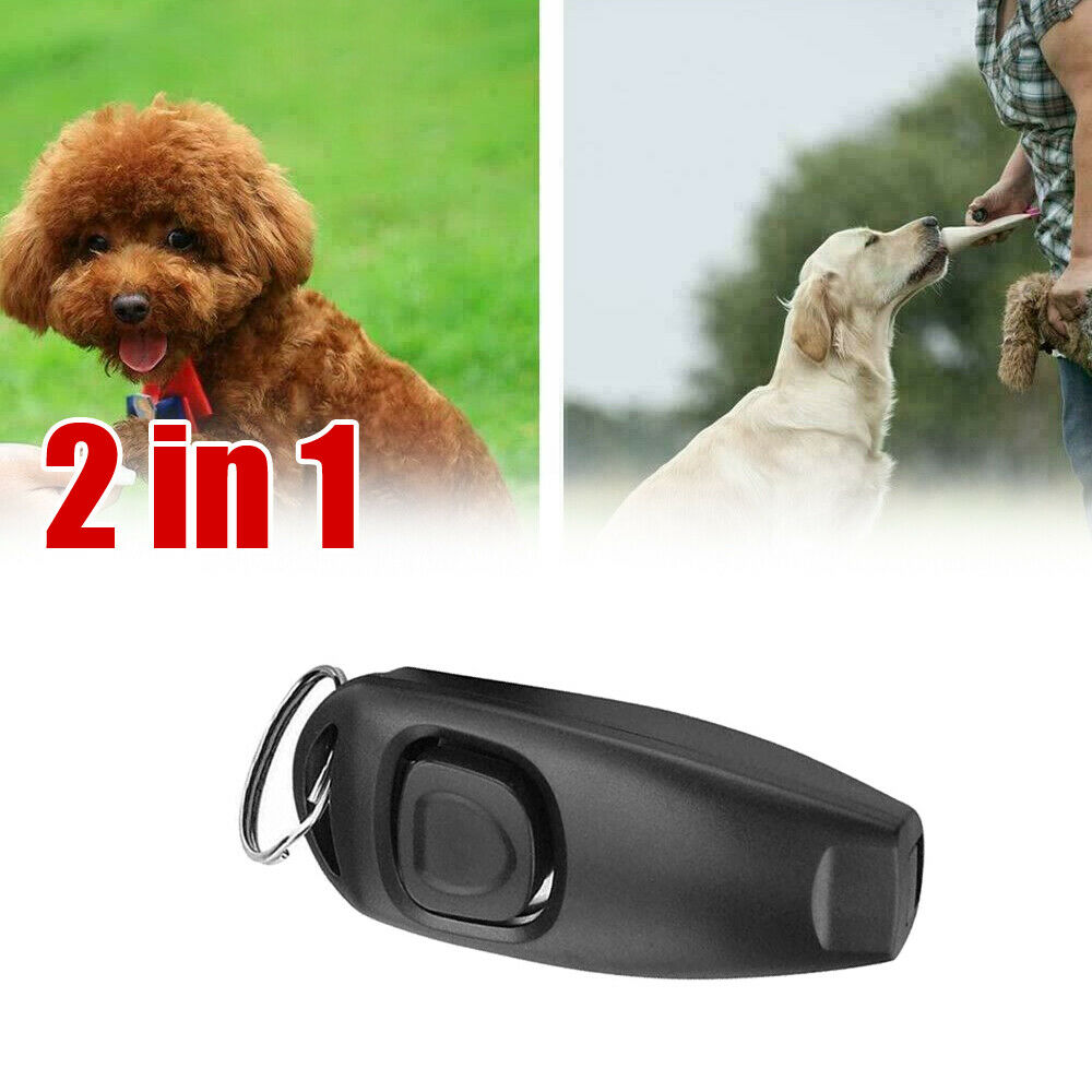 Pet Puppy Dogs Clicker&Whistle Training Obedience Agility Trainer Click Ring