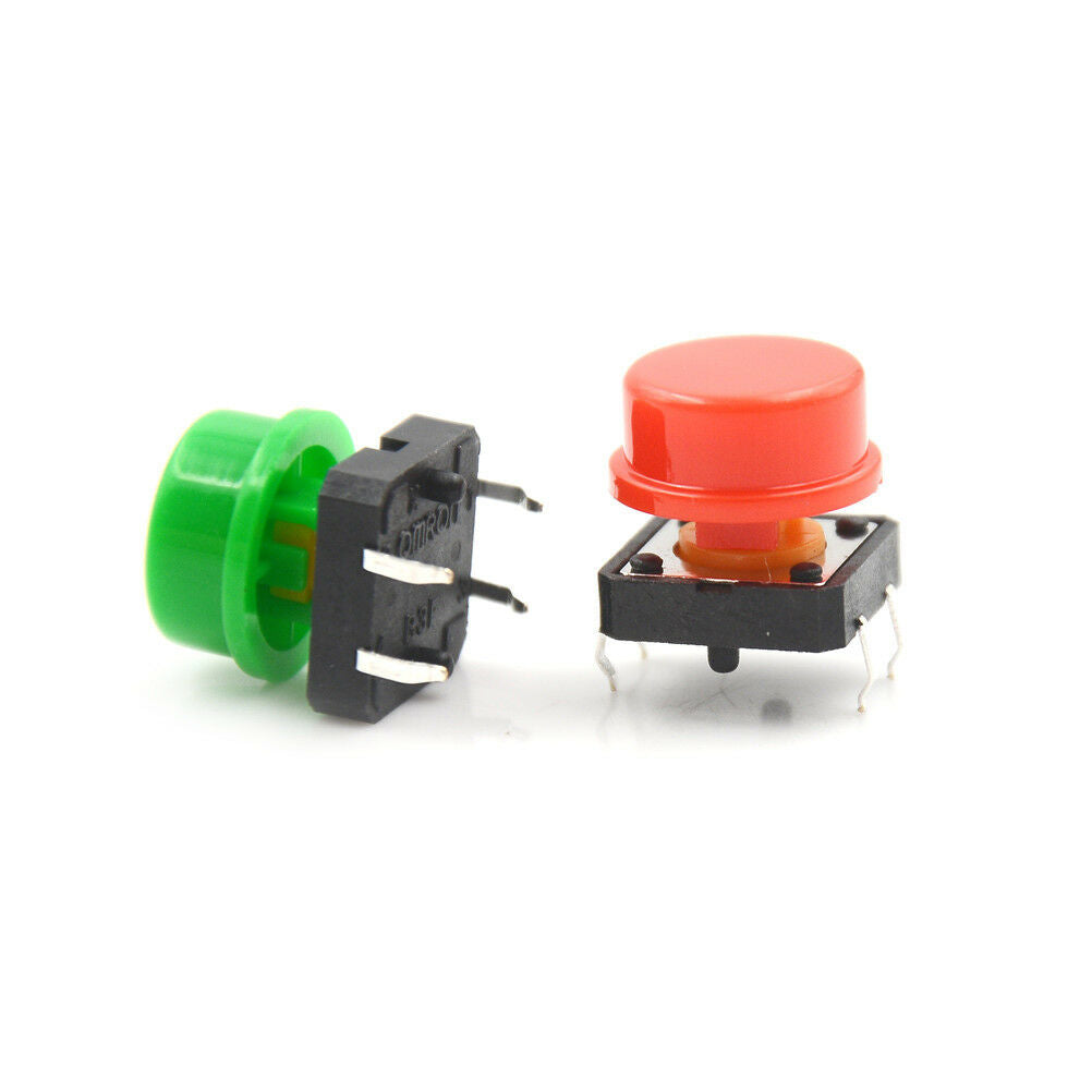 25Sets Momentary Tactile Push Button Touch Micro Switch4P PCB Caps12x12x7.l8