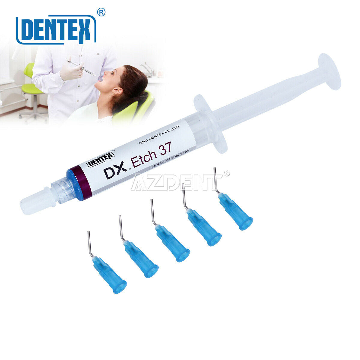 50PCS Dentex Dental Acid Etching Gel 37% Phosphoric Enamel Dentin 5ml/Syringe