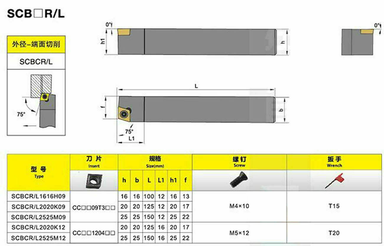 SCBCL1616H09 left hand Lathe External Turning Tool Holder For CCMT09 inserts