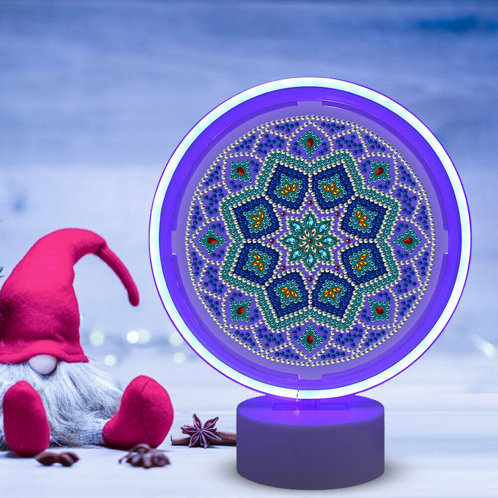 5D DIY Special Shape Diamond Painting Cross Stitch Mandala LED Night Light @