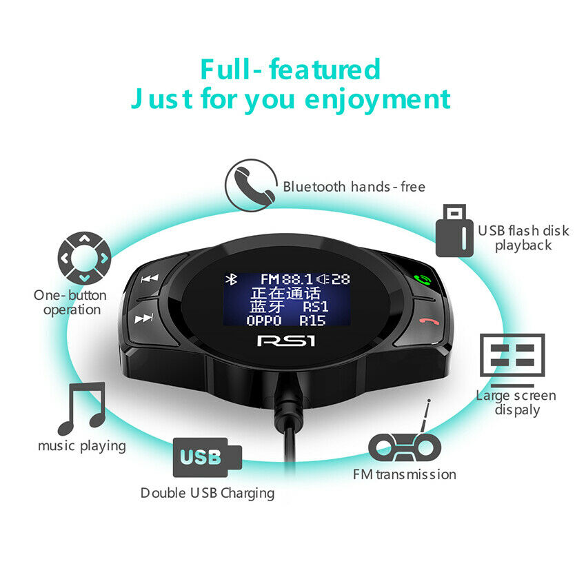 Bluetooth Car Transmitter MP3 Player Radio TF Card Dual USB Charger Handsfree