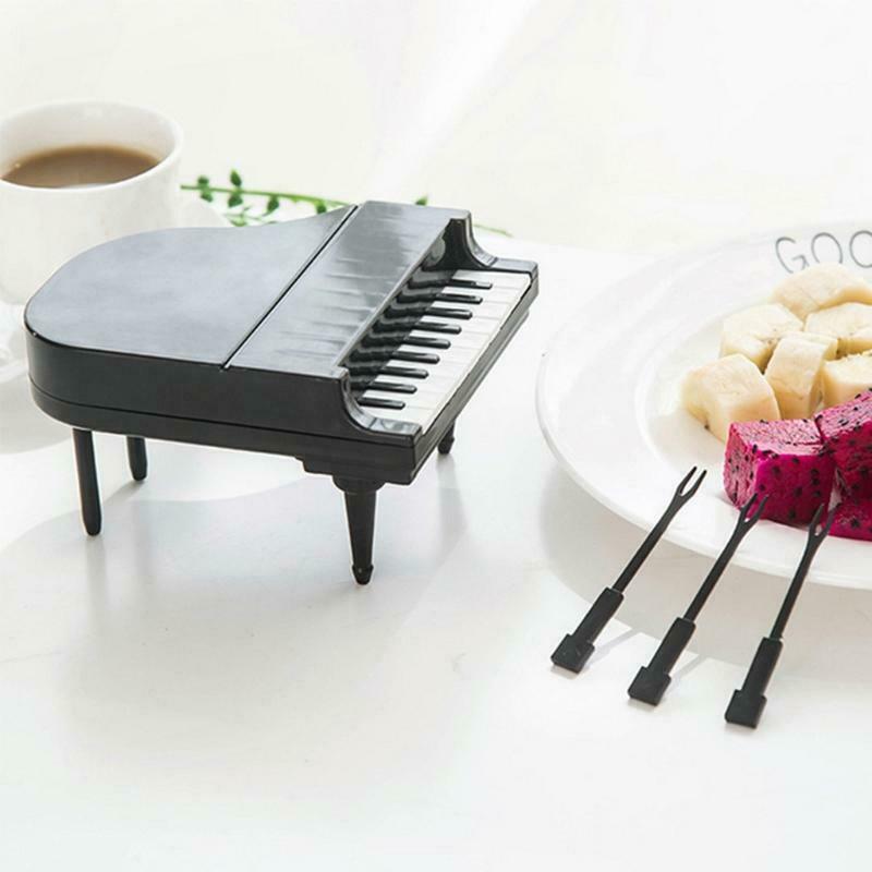 Piano Key Decorative Fruit Forks Plastic Tableware Bar Kitchen Dessert Cutlery