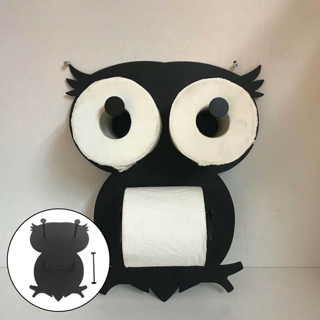 Black Owl Toilet Paper Holder Bathroom Tissue Storage Rack Holds 7 Rolls