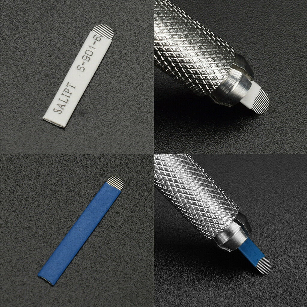50pcs Stainless Steel Microblading Eyebrow Tattoo Disposable Blade Needles 18