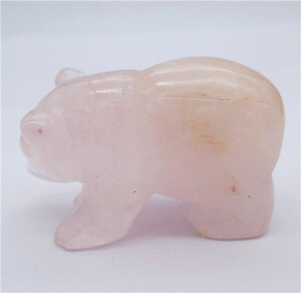 48x30x26mm Natural Rose Quartz Carved Bear Decoration Statue Home Decor HH7736