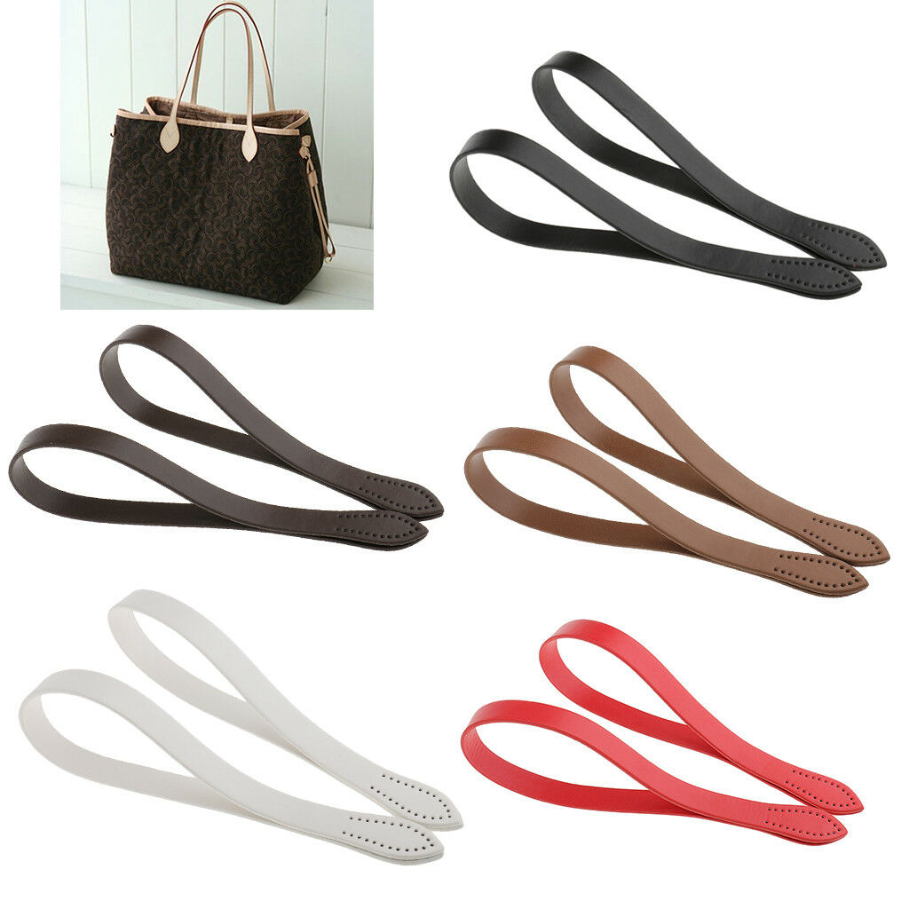 2x Coffee PU Leather Handle Shoulder Bags Handbag Straps Replacement of 60cm