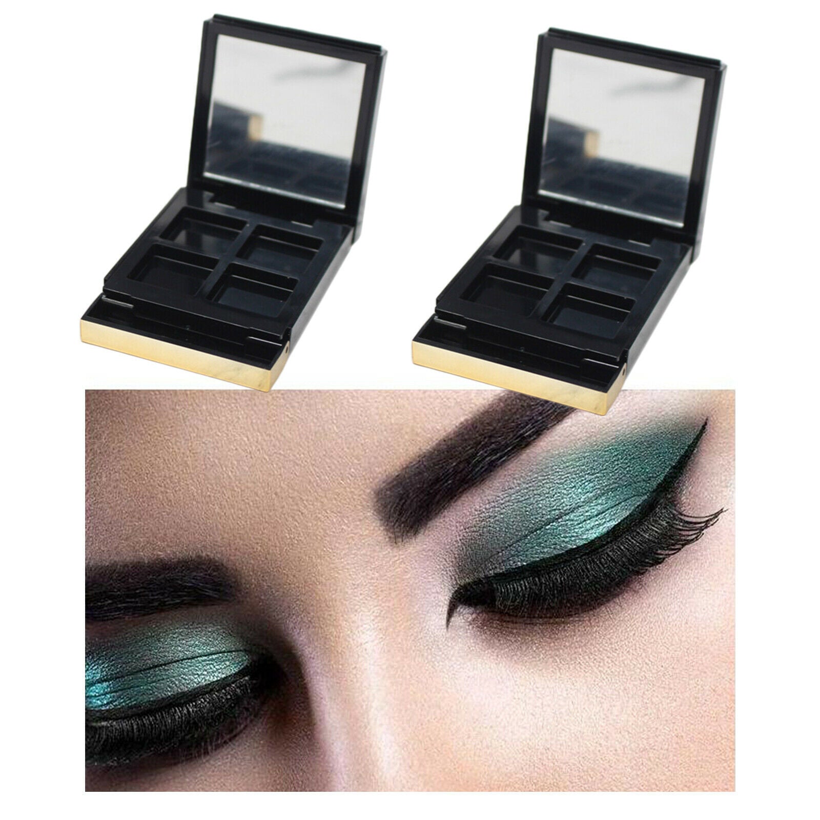 2PCS 4Grid Eye Shadow Box Sub-box Cosmetics Palette for Women! Girls Powder