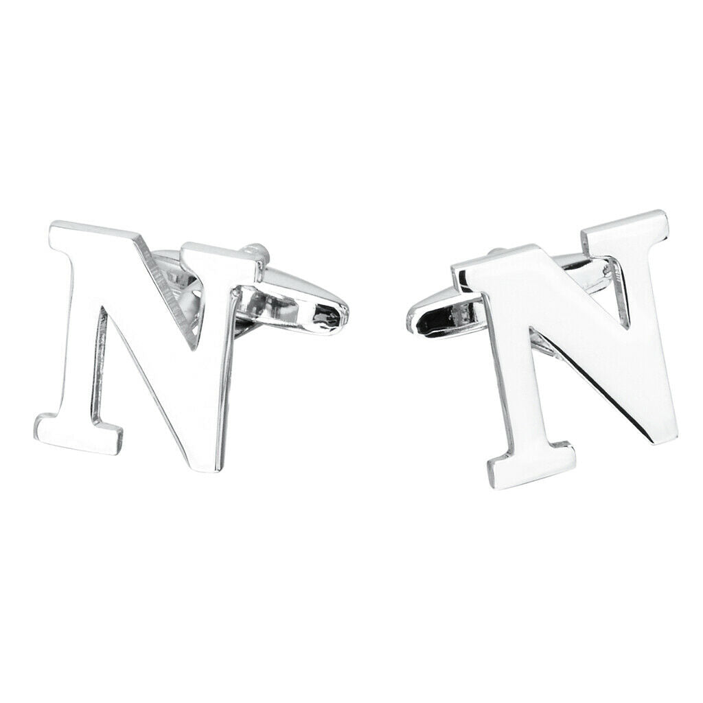 Men's Cuff Links Initial Personalized Capital Alphabet Letters Cufflinks N