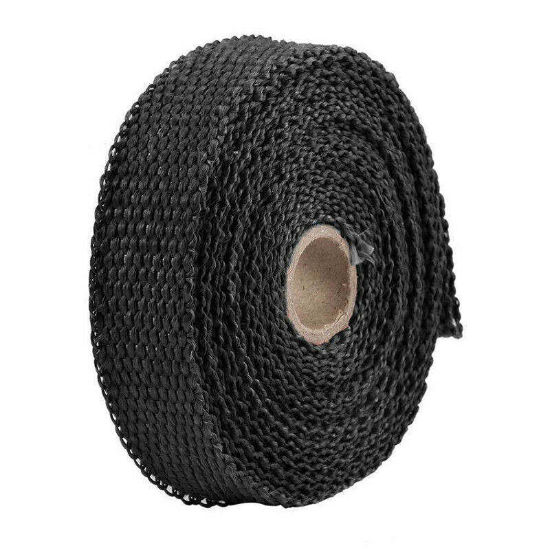 Roll 5M Black Fiberglass Exhaust Manifold Header Pipe Heat Wrap Tape +4 Ties Tt