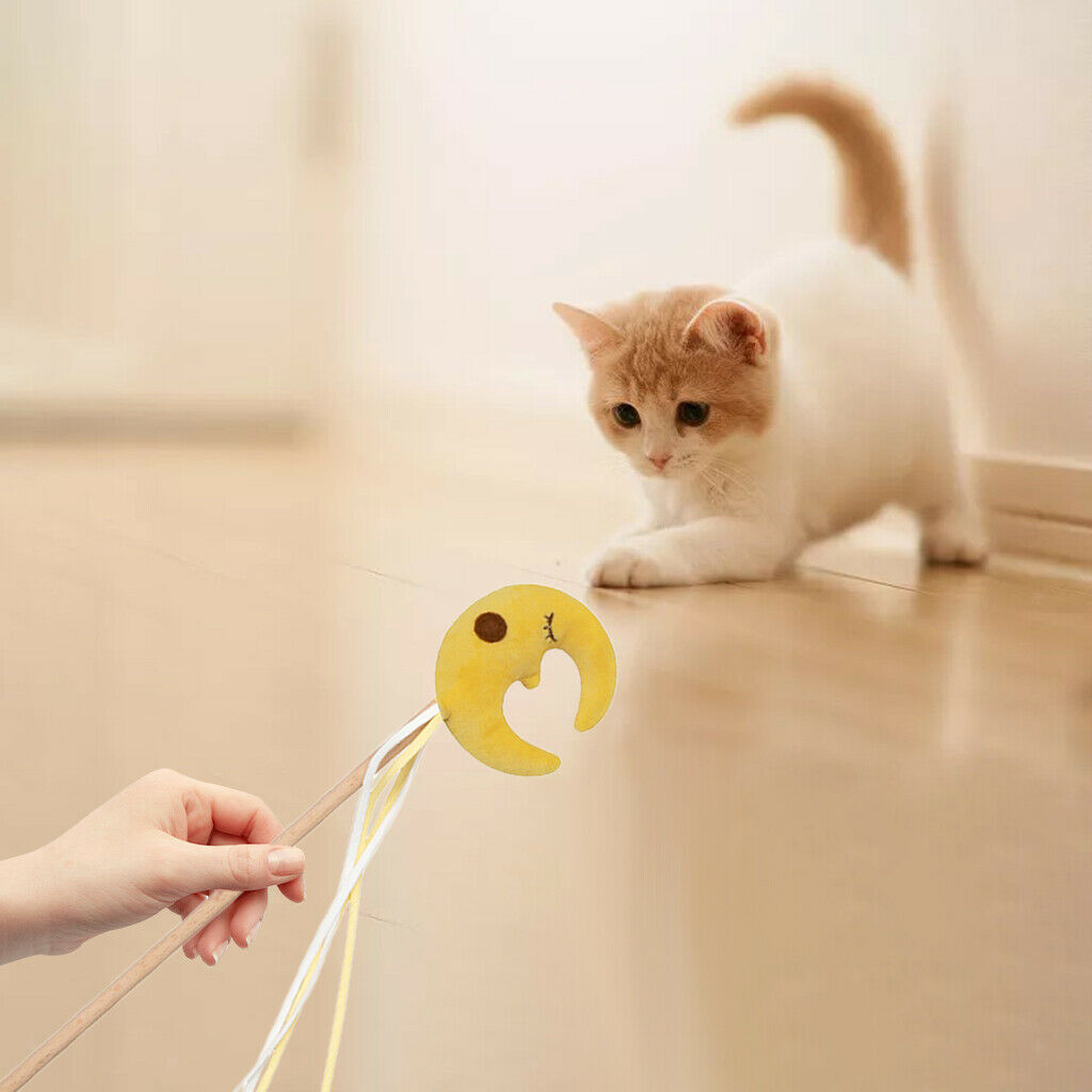 Cat Stick Toys Kitten Pet Interactive Wand Starry Sky Ribbon String Toys Moon
