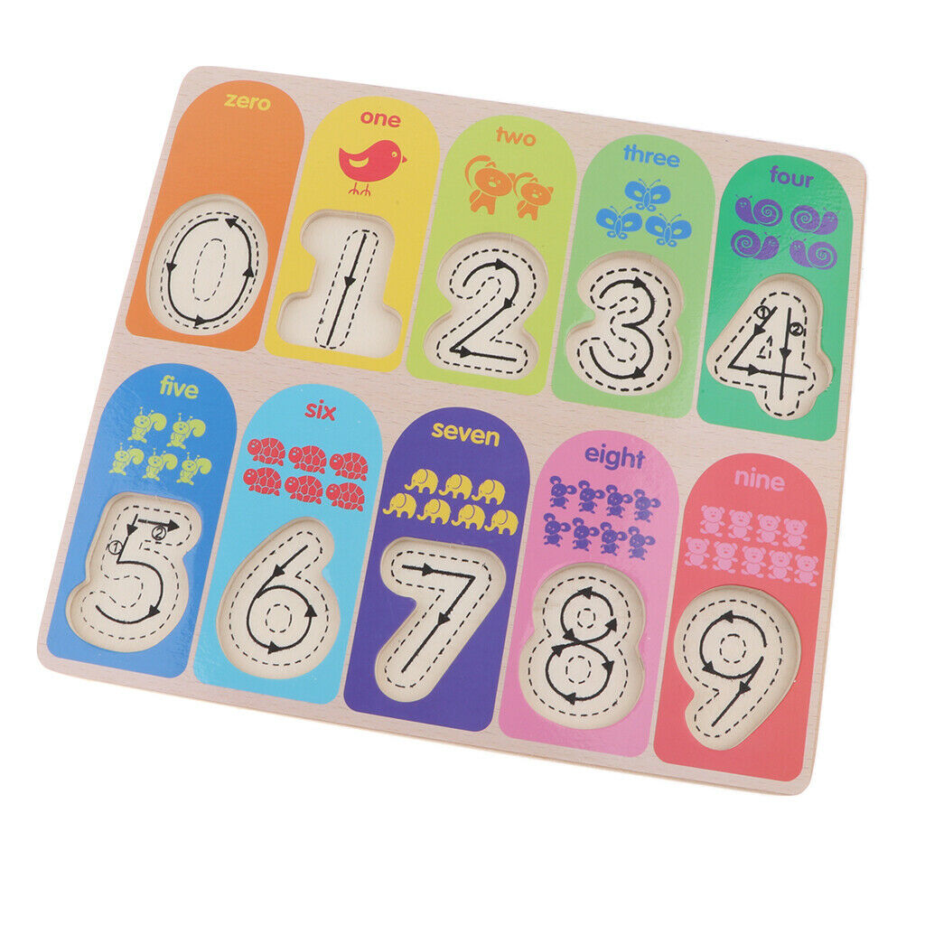 Wooden Number Block Puzzle Board Montessori Educational Math Learning Toys