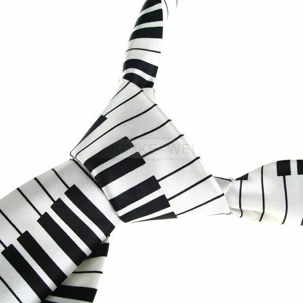 2x Black & White Piano Keyboard Keys Necktie Tie New