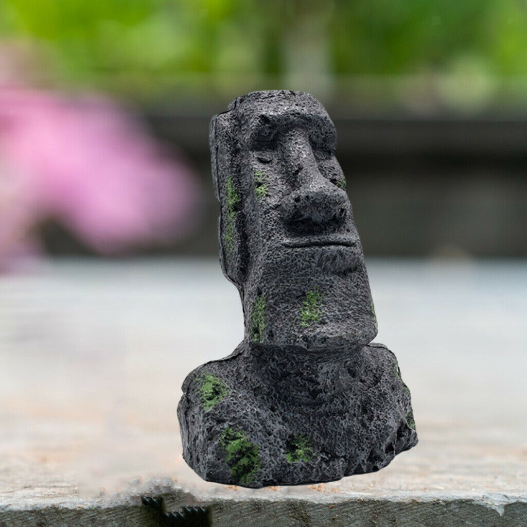 Aquarium Moai Easter Island Statues Lawn Planer Landscape Desktop Decoration