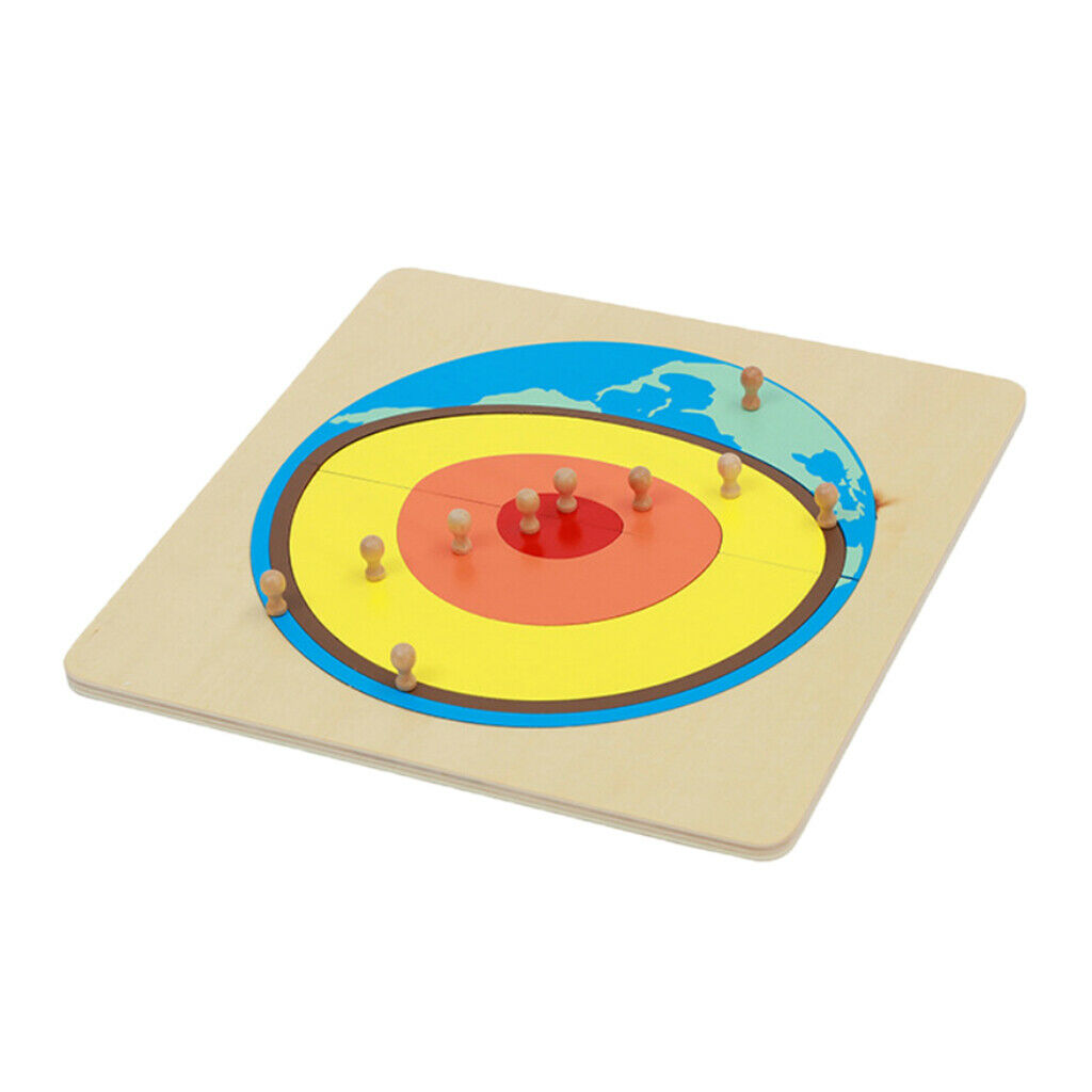 Montessori Geography Material Puzzle Board of Earth's Interior Composition