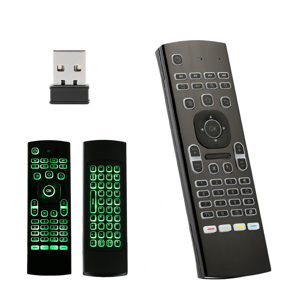 Backlit MX3 2.4G Air Mouse Wireless Qwerty Keyboard IR Remote T3 Smart Contr SJ