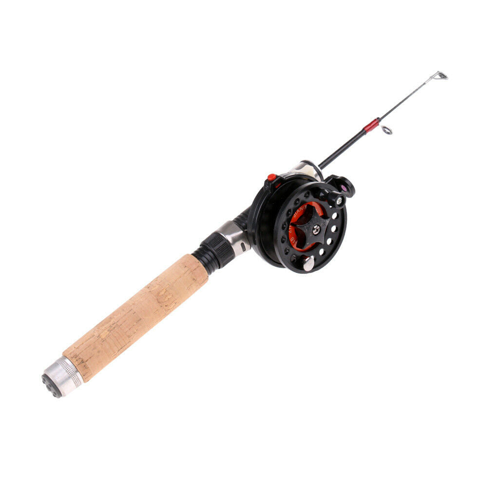 2pcs Ice Fishing Rod with Reel Line Hook Winter Micro Spinning Rod Travel Poles