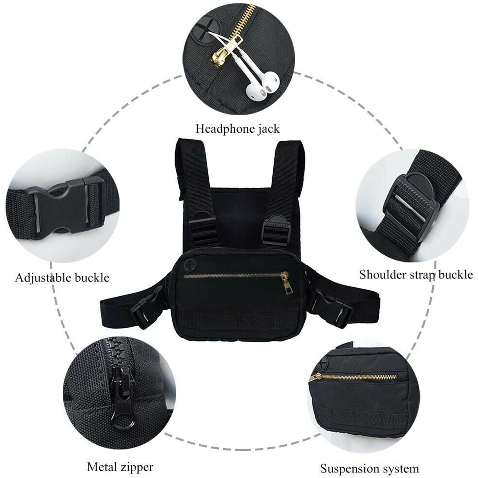 Chest Rig Bags Running Phone Holder Front Pack Streetwear Sports Shoulder Bag