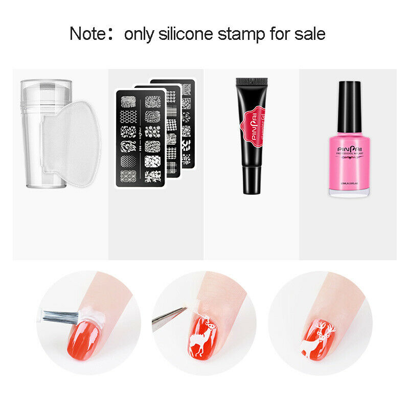 Silicone Transparent Nail Art Stamping Kit French For Manicure Plate StampBDAU